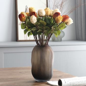 透明玻璃花瓶擺件現代北歐輕奢客廳裝飾插花干花鮮花水養花器