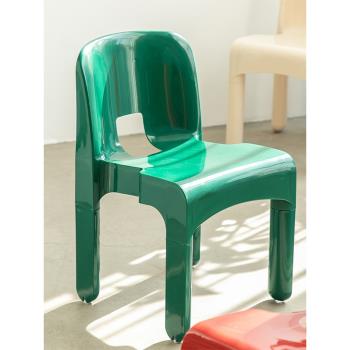 韓國ins風中古家用餐椅北歐現代簡約靠背椅vintage咖啡店塑料凳子