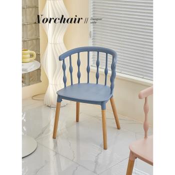 Norchair網紅北歐凳子家用靠背餐桌椅子梳妝凳現代簡約奶茶店餐椅