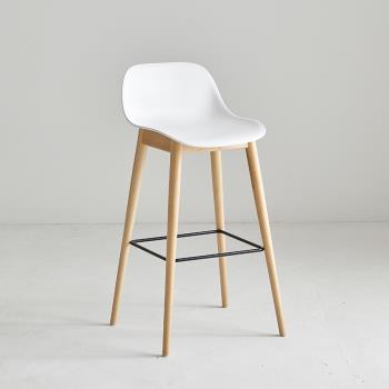 設計師實木吧臺椅 帶靠背現代簡約白色高腳凳網紅ins北歐家用吧椅
