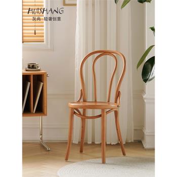 北歐實木餐椅現代設計師椅網紅ins簡約靠背椅餐廳民俗復古藤編椅