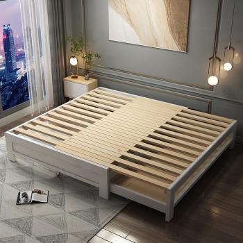 實木床抽拉沙發兩用伸縮坐臥小戶型推拉帶儲物現代簡約拼接床拖床