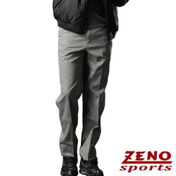 ZENO 彈性針葉紋高質感休閒長褲‧栗灰(平口款 打摺款)