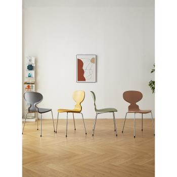 北歐設計師餐椅家用現代簡約塑料加厚靠背椅網紅咖啡廳洽談休閑椅
