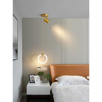 臥室床頭吊燈現代簡約吊線燈高級感創意客廳電視背景墻柜長線輕奢