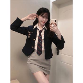 韓式學姐包臀裙顯瘦套裝jk制服