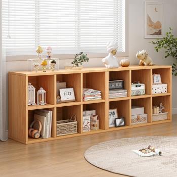 簡易實木書架落地置物架矮書柜簡約格子柜家用客廳電視柜儲物柜子