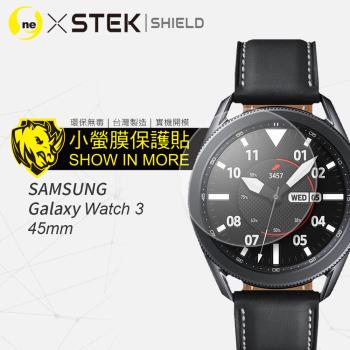 【O-ONE】三星 Samsung Watch3 45mm手錶『小螢膜』滿版全膠螢幕保護貼超跑包膜頂級原料犀牛皮(一組兩入)