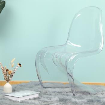 設計師網紅潘東椅北歐創意亞克力塑料餐椅幽靈化妝凳侘寂風透明椅