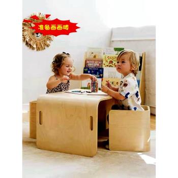 兒童寫字桌椅套裝寶寶多功能玩具學習桌書桌小孩書枱幼兒實木桌子