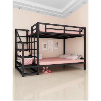 鐵藝床上下鋪雙層成人高架床省空間公寓宿舍兒童小戶型高低鐵架床