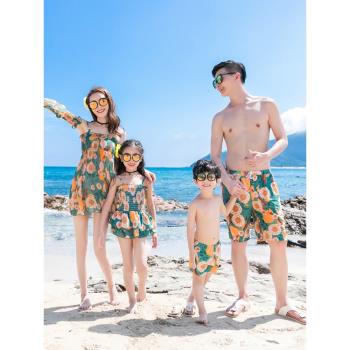 高端親子裝一家三口泳衣分體保守海邊度假沙灘溫泉母女泳裝家庭裝