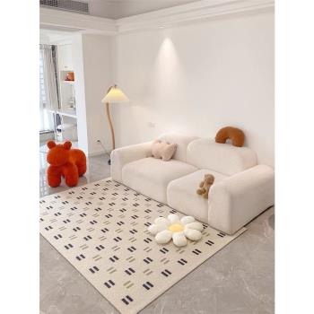 法式復古線條地毯客廳北歐茶法茶幾墊簡約幾何臥室衣帽間床邊毯