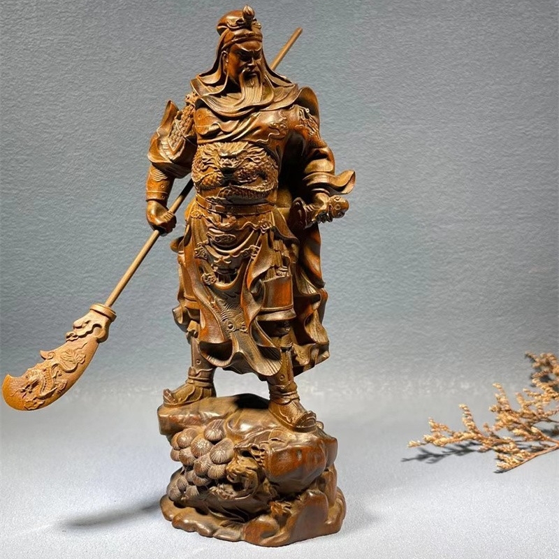 高72cm 一刀彫り 仏教工芸品 香樟材 木彫仏像 精密彫刻 関聖帝君 関羽 