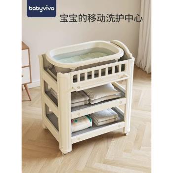 babyviva嬰兒尿布臺寶寶撫觸護理臺換尿布可移動新生兒洗浴嬰兒床