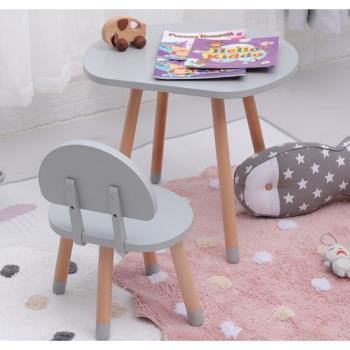 ins北歐簡約風兒童寶寶桌椅套裝蘑菇桌卡通椅背幼兒園寫字桌實木
