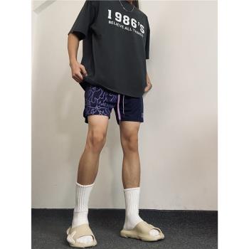 夏季新款火焰籃球短褲男生ins潮牌美式運動三分褲透氣速干訓練褲