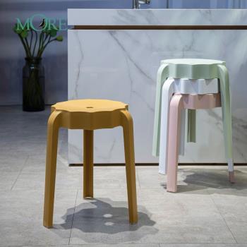 塑料凳子加厚家用餐桌ins北歐小凳子可疊放簡約客廳臥室創意圓凳