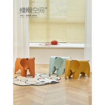 慵懶空間創意大象兒童椅子家用可愛矮凳卡通動物座椅幼兒園小凳子