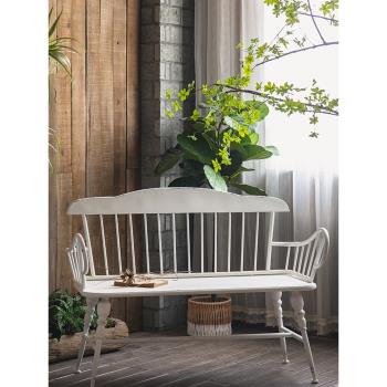 北歐歐式戶外鐵藝藝術家用桌椅陽臺花園椅白色長椅靠背沙發椅凳子