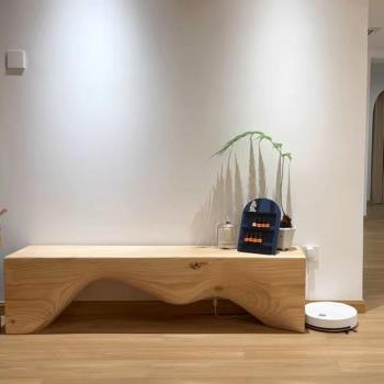 個性創意實木家用長條凳設計師藝術服裝店原木展示凳民宿換鞋凳子