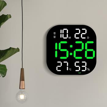 新款創意簡約數字大掛鐘led大字體電子鐘靜音夜光掛墻客廳鐘表