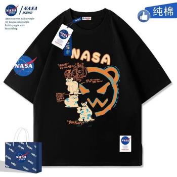 NASA聯名潮牌ins短袖T恤男2023新款ins潮流夏季情侶夏裝半袖上衣