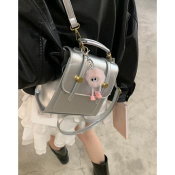 銀色女士春季韓國手提雙肩包包