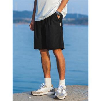 兔先森2023夏季基礎設計簡約垂感西裝短褲男士純色休閑薄款五分褲