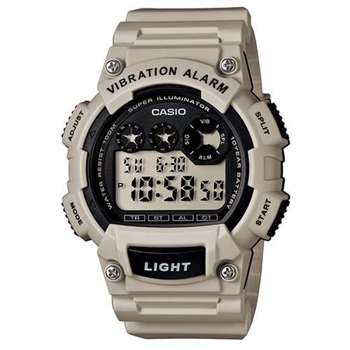 【CASIO】 超亮LED強悍震動數位運動錶-淺灰( W-735H-8A2)