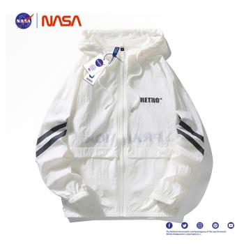 NASA夏季新款防曬服男寬松運動風潮流學生連帽皮膚衣冰絲薄款外套