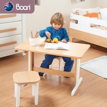 Boori實木兒童學習桌早教可升降書桌簡約方桌實木多功能寫字桌椅