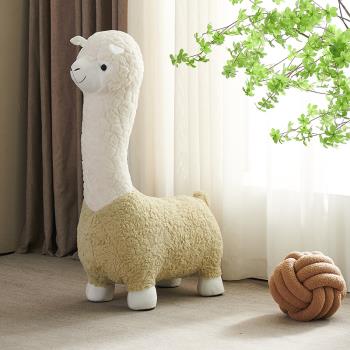 羊駝創意兒童動物座椅家用學習椅客廳凳子臥室網紅卡通毛絨坐椅子