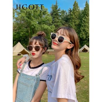 JIGOTT偏光太陽鏡女防紫外線新款小臉白框墨鏡潮防曬遮陽眼鏡6631