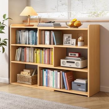 全實木兒童書架置物架落地簡易矮書柜家用可自由伸縮現代桌面收納