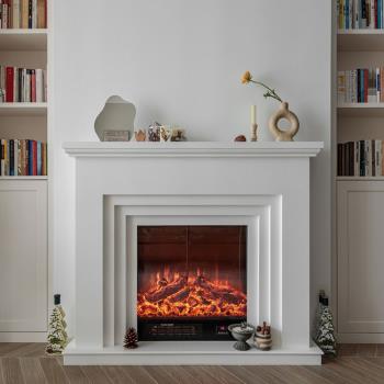 美式簡約實木壁爐架歐式別墅裝飾柜1.2米1.5米仿真火取暖現代壁爐