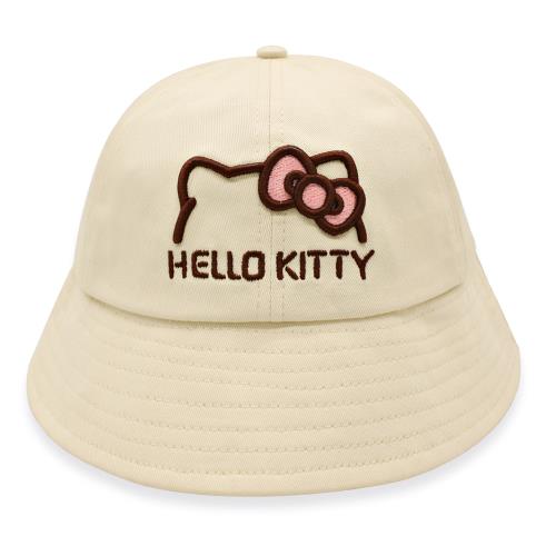 Hello Kitty 凱蒂貓, Hello Kitty櫻花立體刺繡圖樣卡其色親子漁夫帽