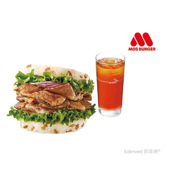 【摩斯漢堡】 C526超級大麥薑燒珍珠堡+冰紅茶(L) 好禮即享券