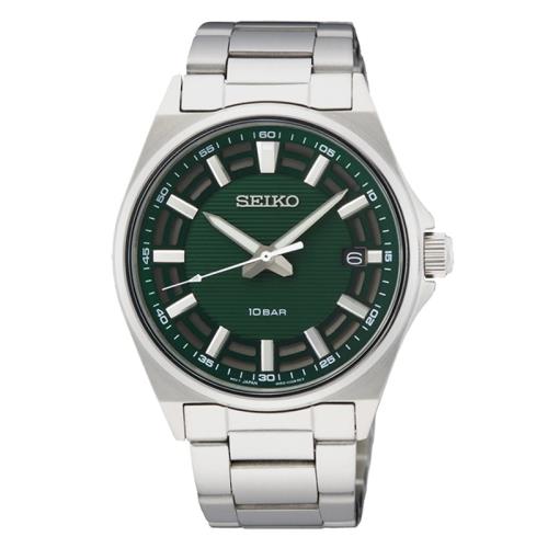 【SEIKO】精工 CS系列 商務風格 SUR503P1 日期 鋼錶帶男錶 40.2mm 綠/銀 6N52-00G0G