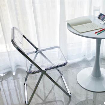 透明椅子家用現代簡約亞克力餐椅服裝店靠背椅ins網紅化妝折疊椅