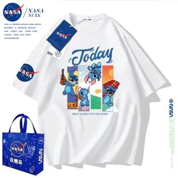 NASA官方聯名純棉卡通半袖男女情侶正肩寬松運動夏季新款短袖T恤