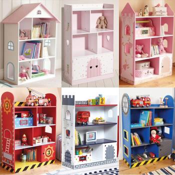 兒童書架落地粉色書柜小房子書架男孩城堡繪本架置物架卡通收納柜