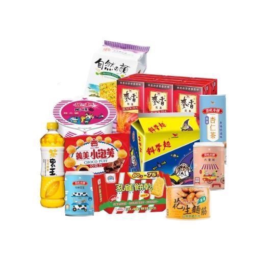 【買一送一】中元食品-平安經濟11件組(統一肉燥麵/科學麵/義美小泡芙/孔雀餅乾/自然の顏/青葉麵筋/麥香紅茶/茶裏王/原味本舖八寶粥/杏仁茶/牛奶花生)