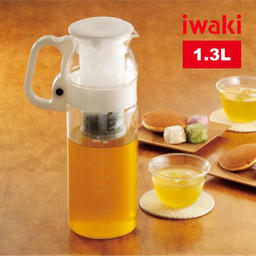 【日本iwaki】耐熱玻璃冷/熱水壺附濾網(1300ml)