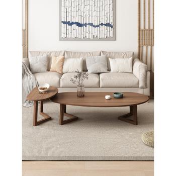 日式實木質茶幾高低組合小戶型侘寂風現代簡約家用客廳沙發矮桌子