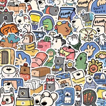 【原創】100張動物旅社貼紙卡通可愛ipad筆記本ins風電腦行李箱貼畫防水手機殼