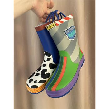 大學生巴斯光年雨鞋雨靴女孩款卡通時尚外穿可愛日式通勤防水防滑