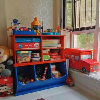 兒童玩具收納柜書架二合一寶寶玩偶整理架置物架可重疊積木收納柜