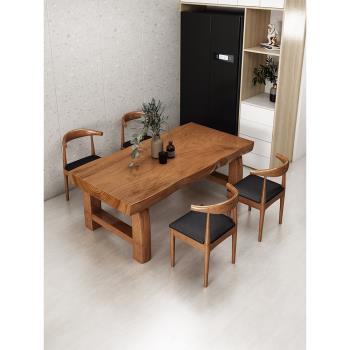北歐全實木簡約現代餐桌椅組合小戶型家用餐廳飯店吃飯桌子長方形