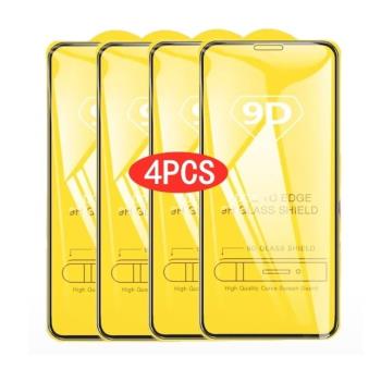 4PCS 9D Screen Protector Tempered Glass IPhone 14 13 12適用8蘋果14 promax鋼化膜全屏